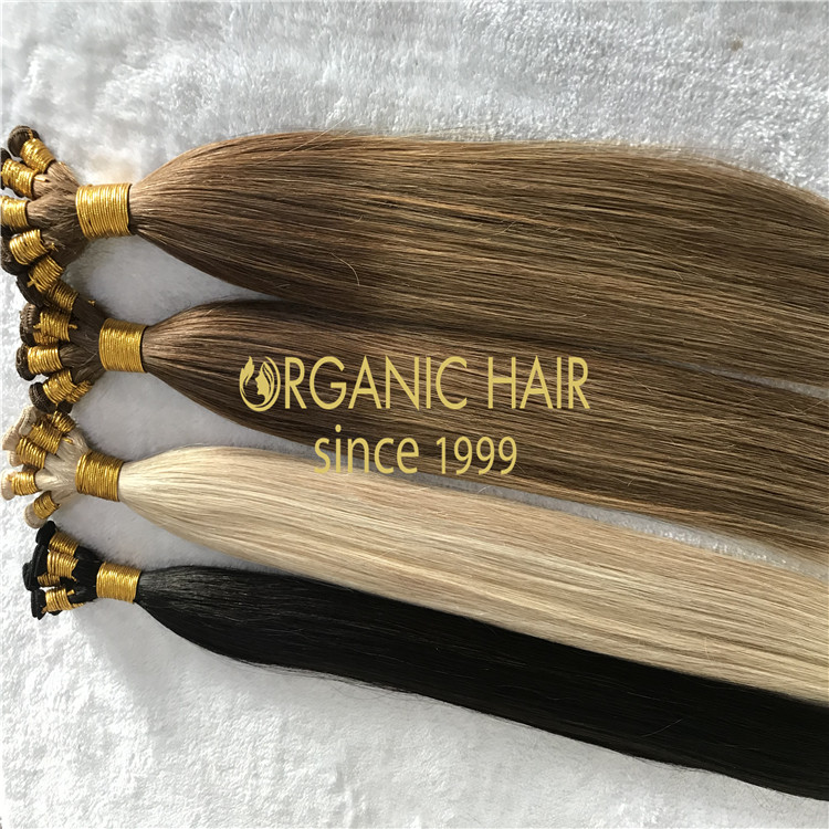 Top quality full cuticle human hand tied hair extensions H154